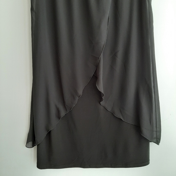 ๐ Tradition Sleeveless Beaded Neckline Knee Length Dress Solid Black Sz 16 - Picture 4 of 10